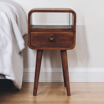 Artisan - Mini Honey Caramel Curved Bedside With Open Slot