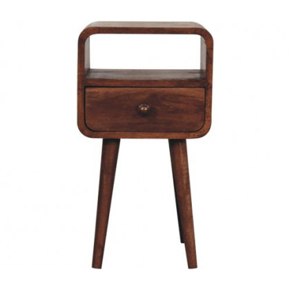 Artisan - Mini Honey Caramel Curved Bedside With Open Slot