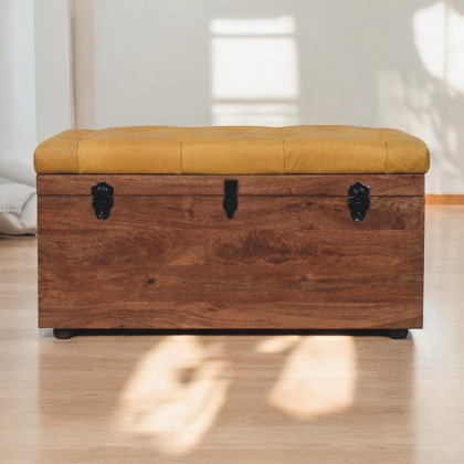 Artisan - Buffalo Hide Honey Caramel Storage Trunk