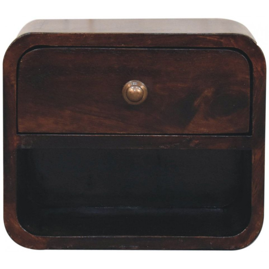 Artisan - Mini Curved California Walnut Wall Mounted Bedside With Open Slot