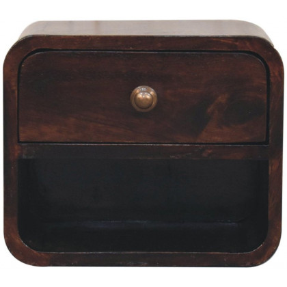 Artisan - Mini Curved California Walnut Wall Mounted Bedside With Open Slot