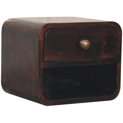 Artisan - Mini Curved California Walnut Wall Mounted Bedside With Open Slot