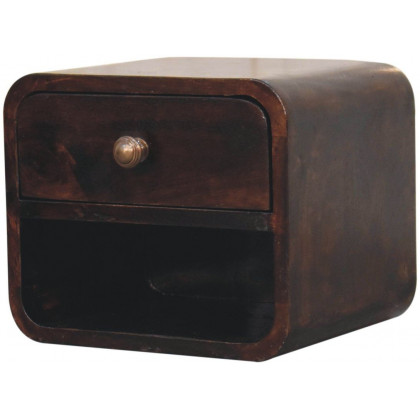 Artisan - Mini Curved California Walnut Wall Mounted Bedside With Open Slot