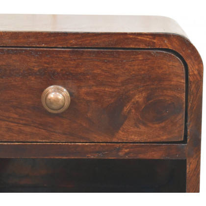 Artisan - Mini Curved California Walnut Wall Mounted Bedside With Open Slot