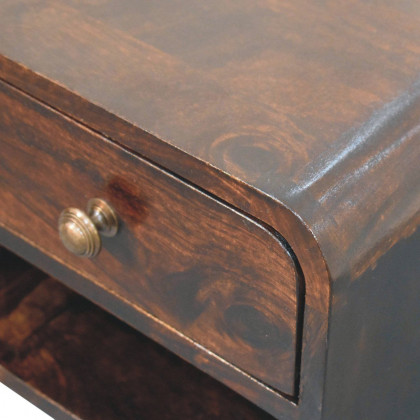 Artisan - Mini Curved California Walnut Wall Mounted Bedside With Open Slot