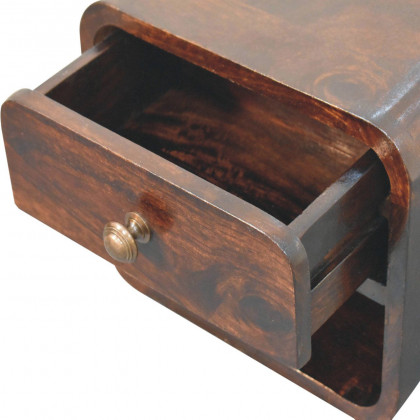 Artisan - Mini Curved California Walnut Wall Mounted Bedside With Open Slot