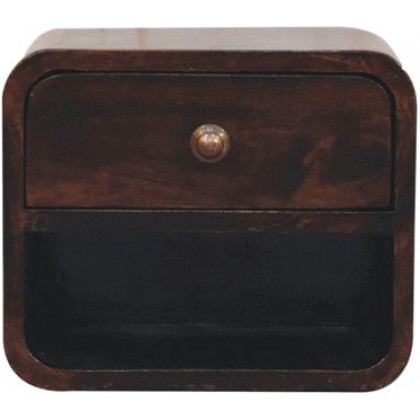 Artisan - Mini Curved California Walnut Wall Mounted Bedside With Open Slot