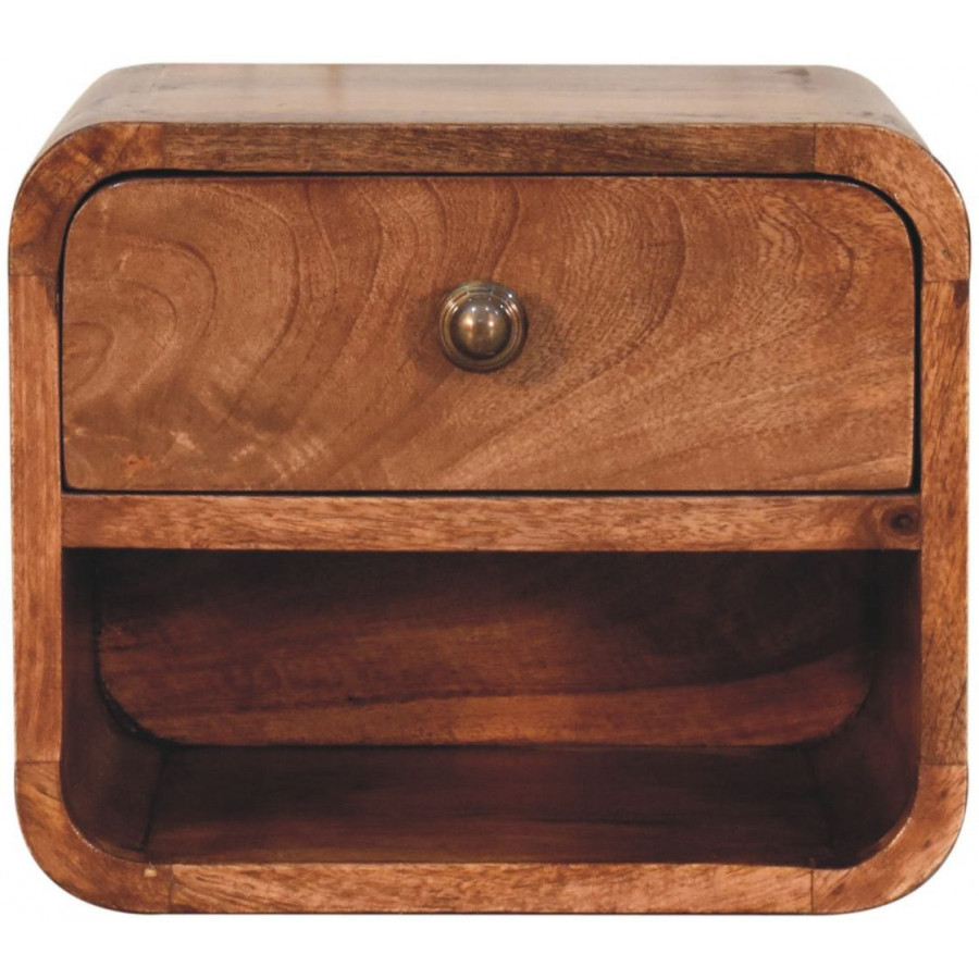 Artisan - Mini Honey Caramel Wall Mounted Bedside With Open Slot
