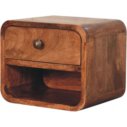 Artisan - Mini Honey Caramel Wall Mounted Bedside With Open Slot