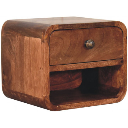 Artisan - Mini Honey Caramel Wall Mounted Bedside With Open Slot