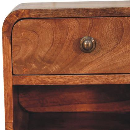 Artisan - Mini Honey Caramel Wall Mounted Bedside With Open Slot