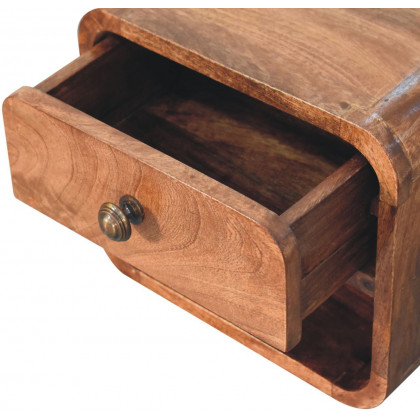 Artisan - Mini Honey Caramel Wall Mounted Bedside With Open Slot