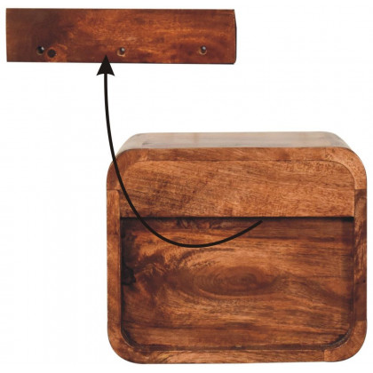 Artisan - Mini Honey Caramel Wall Mounted Bedside With Open Slot