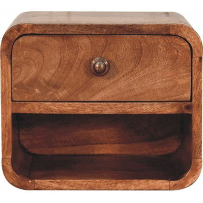 Artisan - Mini Honey Caramel Wall Mounted Bedside With Open Slot
