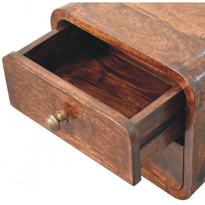 Artisan - Mini Curved California Walnut Wall Mounted Bedside