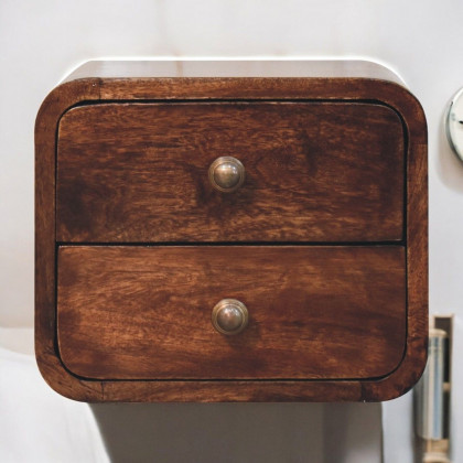 Artisan - Mini Curved California Walnut Wall Mounted Bedside