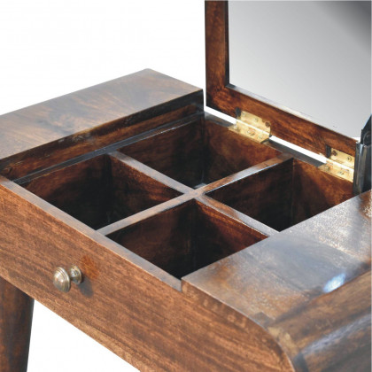 Artisan - Mini California Walnut Dressing Table With Foldable Mirror
