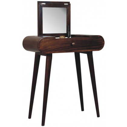 Artisan - Mini California Walnut Dressing Table With Foldable Mirror