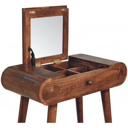 Artisan - Mini Honey Caramel Dressing Table With Foldable Mirror