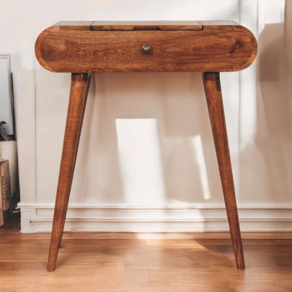 Artisan - Mini Honey Caramel Dressing Table With Foldable Mirror