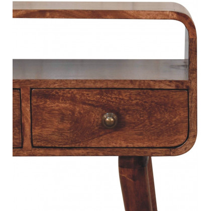 Artisan - Mini Curved Honey Caramel Console Table
