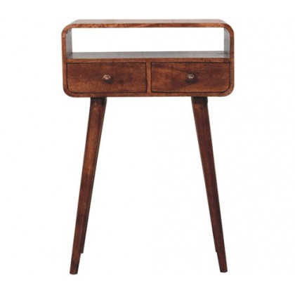 Artisan - Mini Curved Honey Caramel Console Table