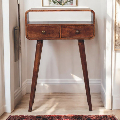 Artisan - Mini Curved Honey Caramel Console Table