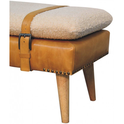 Artisan - Bouclé Buffalo Hide Leather Bench