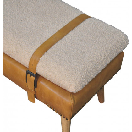 Artisan - Bouclé Buffalo Hide Leather Bench