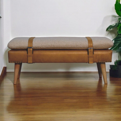 Artisan - Bouclé Buffalo Hide Leather Bench