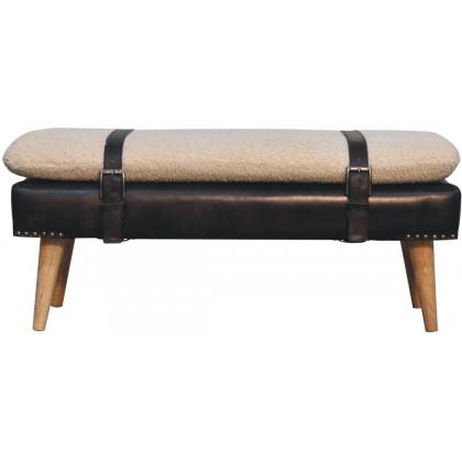 Artisan - Bouclé Buffalo Hide Black Leather Bench