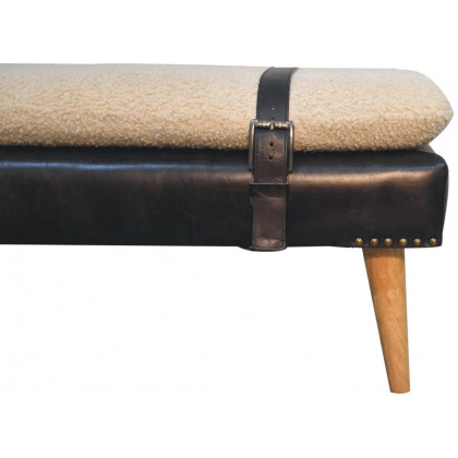 Artisan - Bouclé Buffalo Hide Black Leather Bench