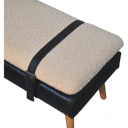 Artisan - Bouclé Buffalo Hide Black Leather Bench