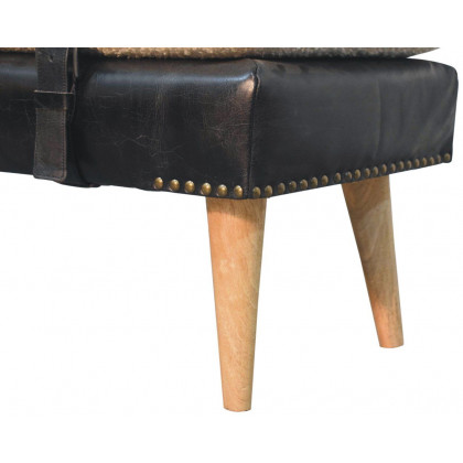 Artisan - Bouclé Buffalo Hide Black Leather Bench