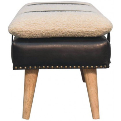 Artisan - Bouclé Buffalo Hide Black Leather Bench
