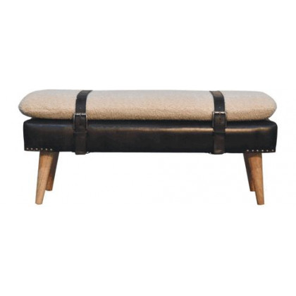 Artisan - Bouclé Buffalo Hide Black Leather Bench