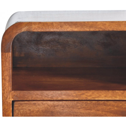 Artisan - Extra Mini Wall Mounted Curved Chestnut Bedside With Open Slot