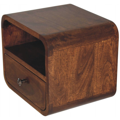 Artisan - Extra Mini Wall Mounted Curved Chestnut Bedside With Open Slot