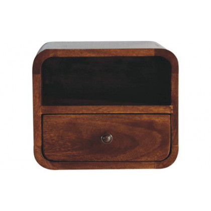 Artisan - Extra Mini Wall Mounted Curved Chestnut Bedside With Open Slot