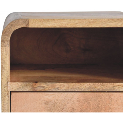 Artisan - Extra Mini Wall Mounted Curved Oak-Ish Bedside With Open Slot