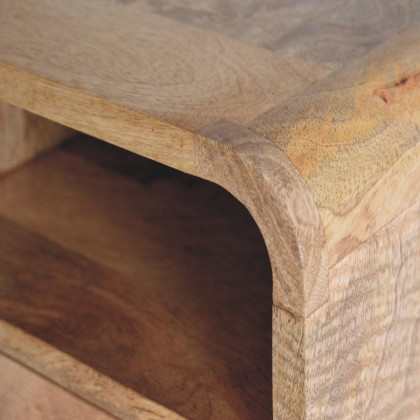 Artisan - Extra Mini Wall Mounted Curved Oak-Ish Bedside With Open Slot