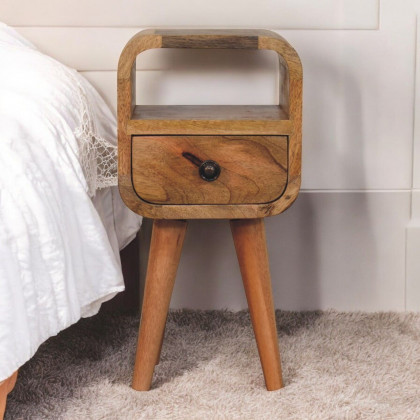 Artisan - Extra Mini Oakish Curve Open Slot Bedside
