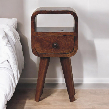 Artisan - Extra Mini Chestnut Curve Open Slot Bedside