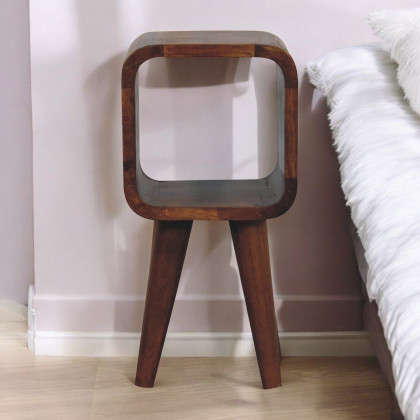 Artisan - Extra Mini Minimalist Open Curved Chestnut Bedside