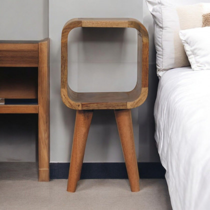 Artisan - Extra Mini Minimalist Open Curved Oak-Ish Bedside