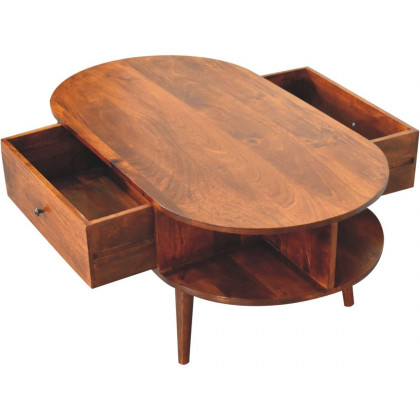 Artisan - Chestnut Oval Coffee Table With 2 Drawer