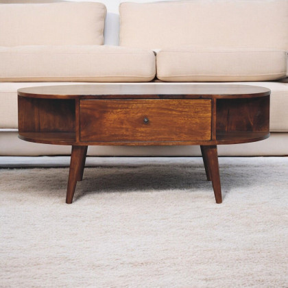Artisan - Chestnut Oval Coffee Table With 2 Drawer