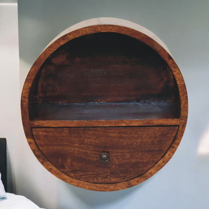 Artisan - Floating Circle Chestnut Bedside