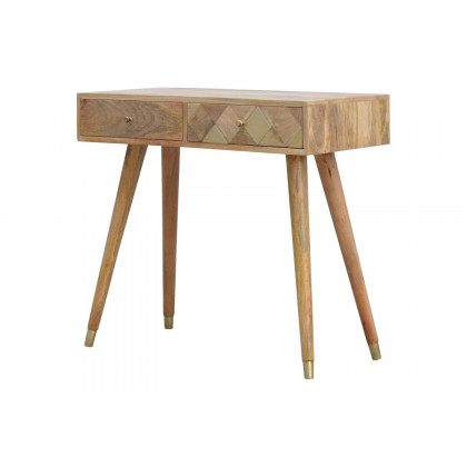 Artisan - Oak-ish Gold Brass Inlay Console Table
