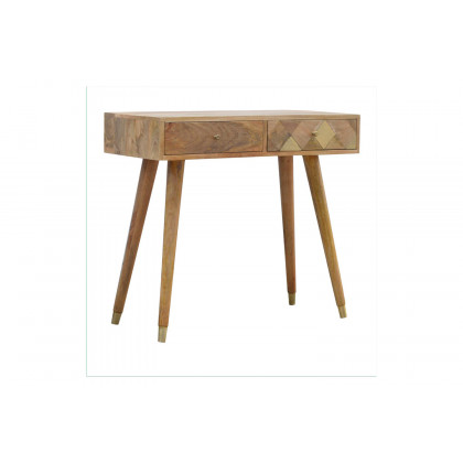 Artisan - Oak-ish Gold Brass Inlay Console Table